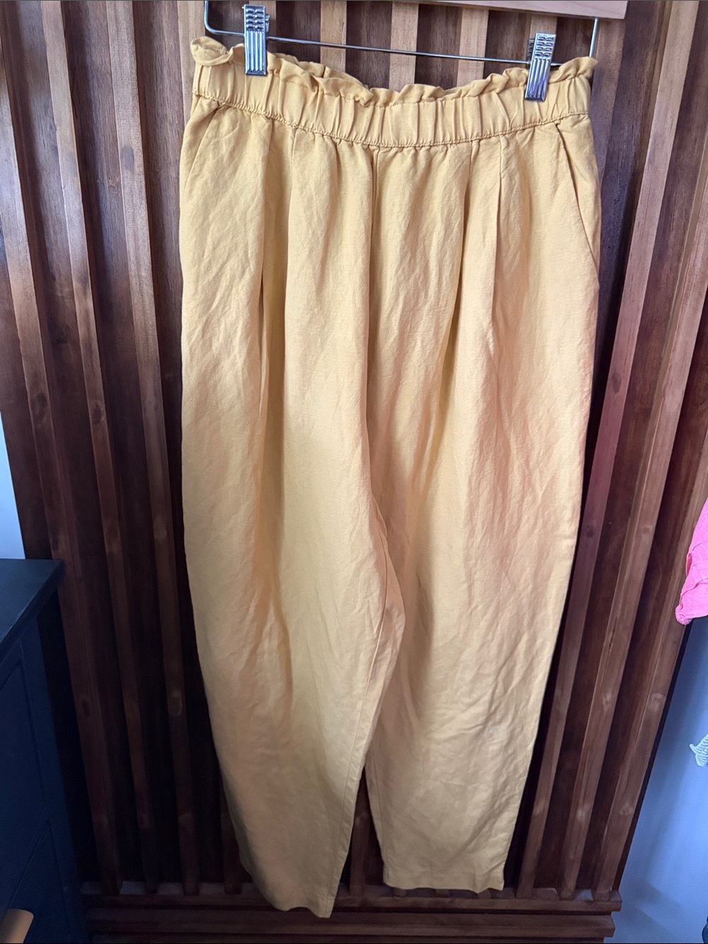 OYSHO Linen Blend Squash Pull on Trouser Balloon. Size M